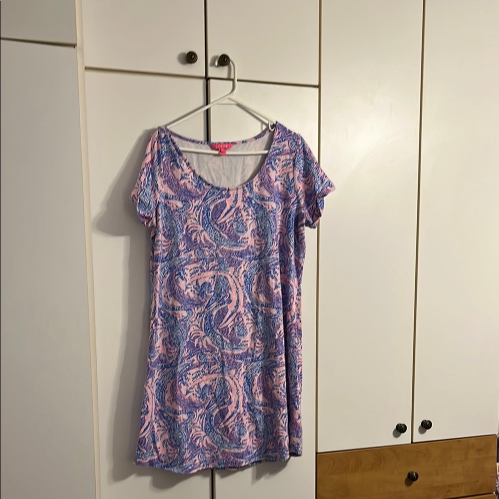 Lilly Pink and Blue Patterned Dress VGUC